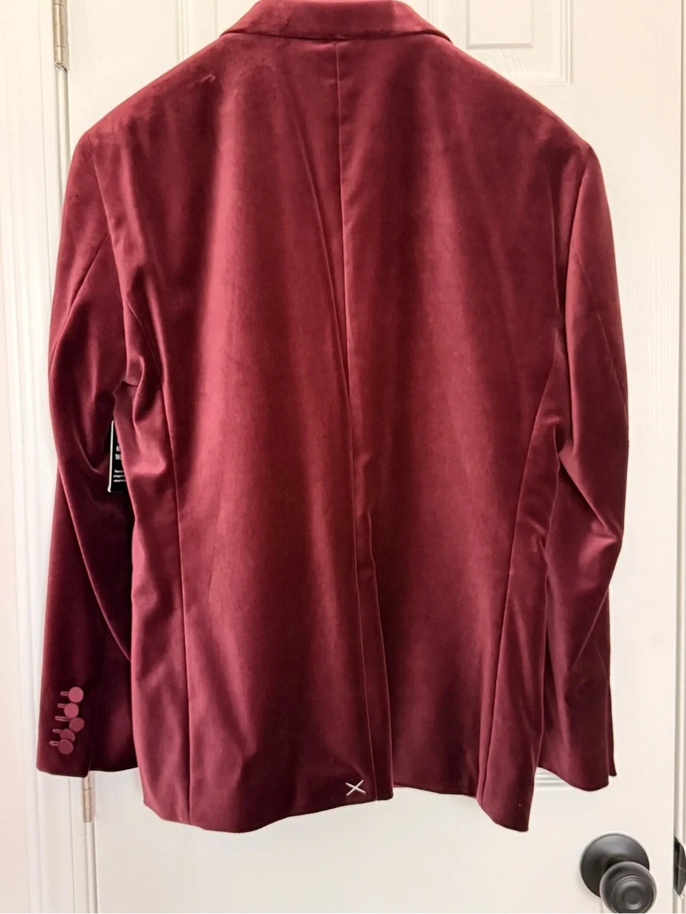 Express Men's Velvet Tuxedo Jacket in Deep Burgundy